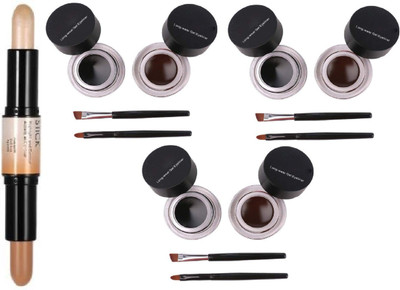 BTNT 3D BEST SHINY HIGHLIGHTER AND CONTOUR STICK WITH PROFESSIONAL LET YOUR EYES MORE ATTRACTIVE MAKEUP SMOOTH APPLICATION GEL EYELINER(4 Items in the set)