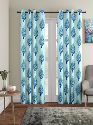 Flipkart SmartBuy 210 cm (7 ft) Polyester Semi Transparent Door Curtain (Pack Of 2)(Floral, Blue)