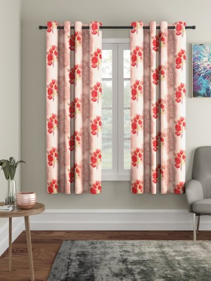 Flipkart SmartBuy 150 cm (5 ft) Polyester Room Darkening Window Curtain Single Curtain(Floral, Pink)