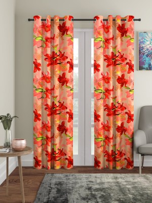 Flipkart SmartBuy 270 cm (9 ft) Polyester Room Darkening Long Door Curtain (Pack Of 2)(Floral, Rust)