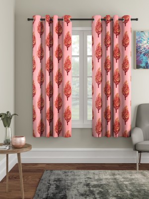 Flipkart SmartBuy 150 cm (5 ft) Polyester Room Darkening Window Curtain (Pack Of 2)(Floral, Pink)