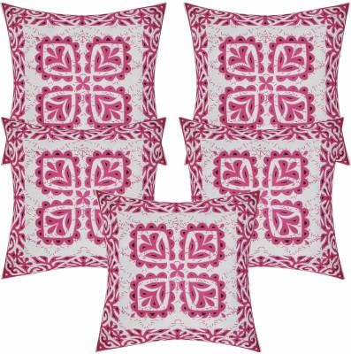 SkyKross Cotton Cushions Cover(Pack of 5, 41 cm*41 cm, Pink, White)