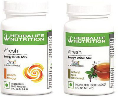 HERBALIFE Afresh Energy Drink Mix - Peach Flavor & Tulsi Flavor For Weight Loss Energy Drink(2x50 g, Peach, Tulsi Flavored)