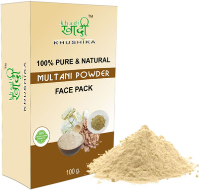 Khadi Khushika Multani Powder | Multani Mitti Face Pack For Skin Brightening | Remove Blackheads & Whiteheads Fading Freckles | Soothing Sunburns | Cleansing Skin | Improving Blood Circulation, Complexion, Reducing Acne & Blemishes and Gives A Glowing Effect on Skin(100 g)