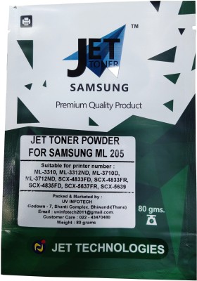 JET TONER Extra Dark Toner Powder ML 205 for mlt 205 / MLT-D205S Toner Cartridge Compatible For Samsung Use In ML-3310, ML-3312ND, ML-3710D, ML-3712ND, SCX-4833FD, SCX-4833FR, SCX-4835FD, SCX-5637FR, SCX-5639 Printers - Pack of one - 80 grams each Black Ink Toner Powder
