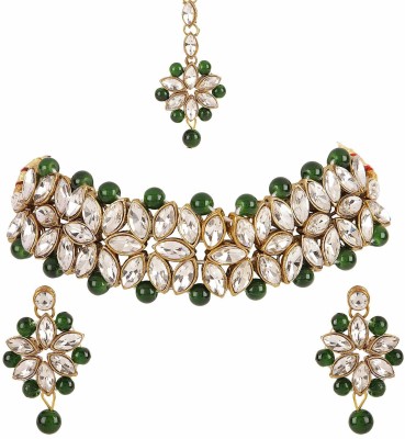 Jewar Mandi Brass Gold-plated White, Gold, Green Jewellery Set(Pack of 1)