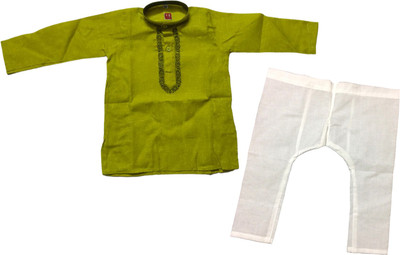 Cute Collection Boys Festive & Party Kurta and Pyjama Set(Green Pack of 1)