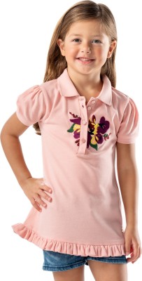 Cherry Crumble by Nitt Hyman Girls Casual Cotton Blend Top(Pink, Pack of 1)