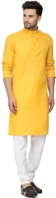 The Fashion Outlets Men Solid Straight Kurta(Yellow)