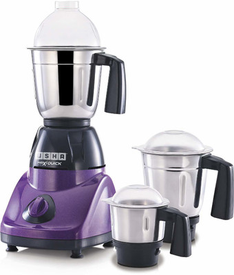 USHA Maxiquick 500-Watt Copper Motor Mixer Grinder with 3 Jars (Magenta/Black) NA 500 Mixer Grinder (3 Jars, Red)