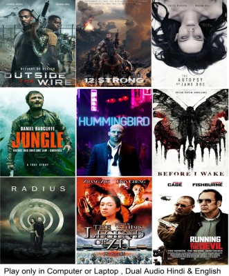 Outside the Wire , 12 Strong , The Autopsy of Jane Doe , Jungle , Redemption , Before I Wake , Radius , Legend of Zu Mountain , Running with the Devil (9 Movies) in Hindi & English it's DURN DATA DVD play only in computer or laptop it's not original without poster(DVD Hindi)