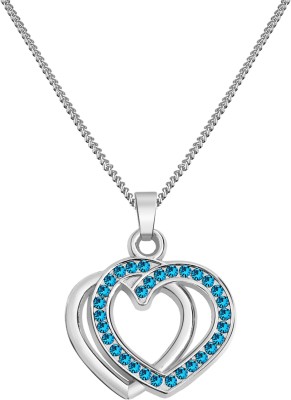 Bellina STYLISH BLUE STONE HEART DESIGN NECKLACE FOR GIRLS AND WOMEN Alloy Necklace