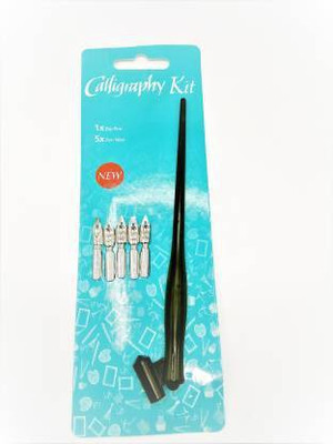 izone calligraphy kit dip pen set pen with 5 nibs Calligraphy(Ink Color - Blue)