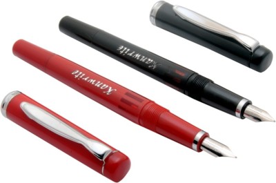 Ledos Ledos Set of 2 - Zephyr Piston Ink Filler Fine Flex Nib Fountain Pen Chrome Trims Red & Black Pen Gift Set(Pack of 2, Blue)