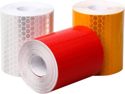 Just Rider Reflective Tape Sticker High Visibility Safety Warning Tape 3 pieces Meter length red gold white for Vehicles Cars Trailers Bikes Helmets 51 mm x 3 m Yellow, White, Red Reflective Tape(Pack of 1) Just Rider Reflective Tape Sticker High Visibility Safety Warning Tape 3 pieces Meter length red gold white for Vehicles Cars Trailers Bikes Helmets 51 mm x 3 m Yellow, White, Red Reflective Tape(Pack of 1)