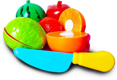 GALAXY ZONE Sliceable Cutting Play Kitchen Toy with Fruits, Knife, Plate (Multicolour)