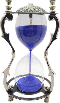 Ascent India Nickel Blue Sand Timer Maritime Vintage Solid Brass Premium Decorative Piece Sand Clock