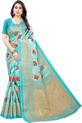 77 OFF on SAARA Printed Kanjivaram Khadi Silk Cotton Silk Saree