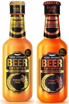 PARK AVENUE Beer Shampoo Damage Free + Shiny & Bouncy 360g x 2(720 ml)