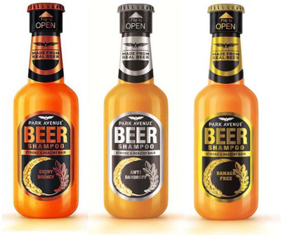 PARK AVENUE Beer Shampoo Shiny & Bouncy, Anti Dandruff, Damage Free 360ml x 3 Combo Of 3(1080 ml)