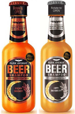 PARK AVENUE Beer Shampoo Anti Dandruff + Shiny & Bouncy 370 ml × 2 Pack Of 2(740 ml)