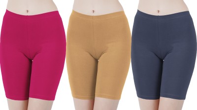 Buy That Trendz Solid Women Pink, Brown, Blue Cycling Shorts