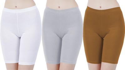 Buy That Trendz Solid Women White, Grey, Brown Cycling Shorts