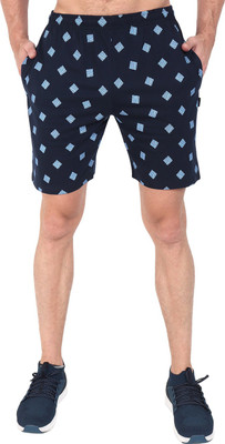 Zeffit Printed Men Dark Blue Bermuda Shorts