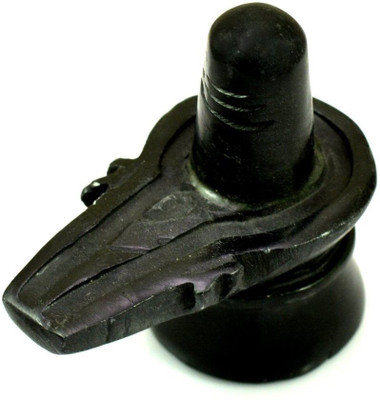 Krishna Mart 3 Inch Black Marble Shiva Lingam Shivling Statue Decorative Showpiece  -  7.5 cm(Marble, Black)