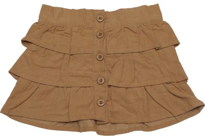 ChildKraft Solid Baby Girls Gathered Beige Skirt