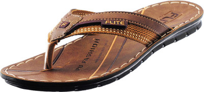 FLITE Men Flip Flops(Tan , 6)