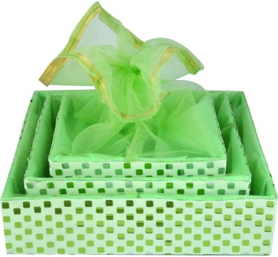 LINE 'N' CURVES 3 Set Wedding Gift Baskets, Hamper Trays, Snacks Hamper, COLOR - Lime Gree Wooden Fruit & Vegetable Basket(Green)