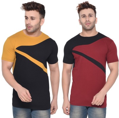 Lawful Casual Solid Men Round Neck Multicolor T-Shirt