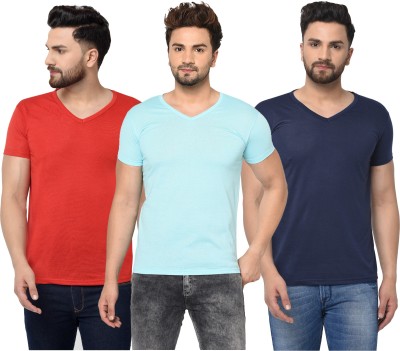 Adorbs Solid Men V Neck Multicolor T-Shirt