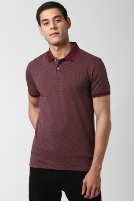 PETER ENGLAND Printed Men Polo Neck Maroon T-Shirt