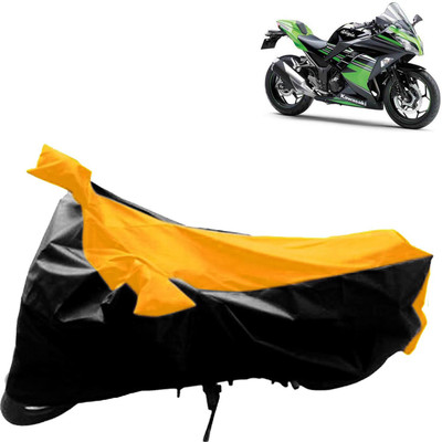 aksmit Two Wheeler Cover for Kawasaki(Ninja, Black, Yellow)