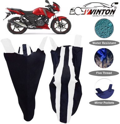 V VINTON Two Wheeler Cover for TVS(Apache RTR 160, White, Blue)