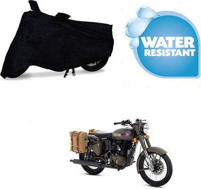 saanvi Waterproof Two Wheeler Cover for Royal Enfield(Classic 500, Black)