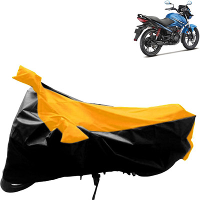 Rhtdm Two Wheeler Cover for Hero(Glamour FI, Black, Yellow)
