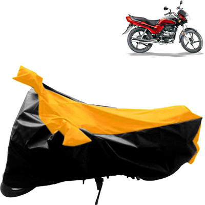 aksmit Two Wheeler Cover for Hero(Passion Plus, Black, Yellow)