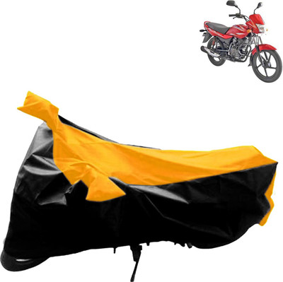 aksmit Two Wheeler Cover for Bajaj(Platina 100 DTS-i, Black, Yellow)