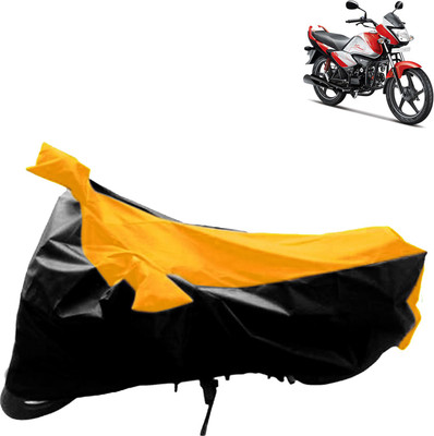 Rhtdm Two Wheeler Cover for Hero(Splendor I Smart, Black, Yellow)