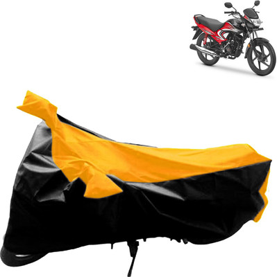 Rhtdm Two Wheeler Cover for Honda(Dream Yuga, Black, Yellow)