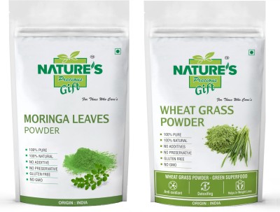 Nature's Precious Gift Moringa Powder & Wheat Grass Powder - 100 GM Each (Green Superfood Combo Pack) …(2 x 100 g)