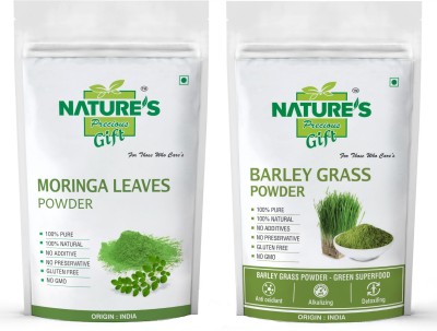 Nature's Precious Gift Moringa Powder & Barley Grass Powder - 100 GM Each (Green Superfood Combo Pack) …(2 x 100 g)