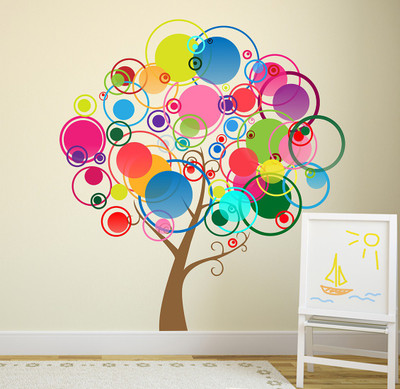 Littlebuds 90 cm Colour Circle Tree Removable Sticker(Pack of 1)
