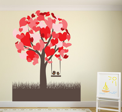 fuzzy 100 cm lovely tree Self Adhesive Sticker(Pack of 1)