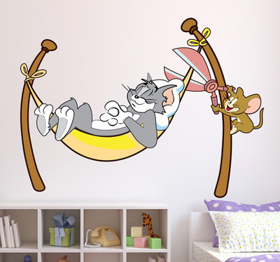 HAPPYSTICKY 100 cm Tom & Jerry Self Adhesive Sticker(Pack of 1)