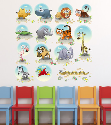 Littlebuds 70 cm Jungel Animals Removable Sticker(Pack of 1)