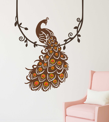 HAPPYSTICKY 100 cm Peacock Removable Sticker(Pack of 1)